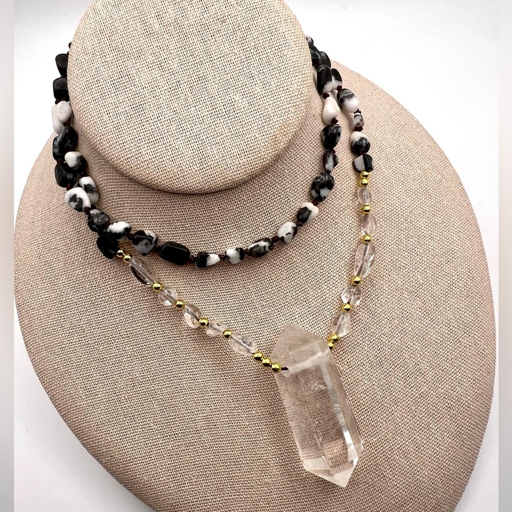 White Buffalo Turquoise + DT Quartz Mala Necklace Pendant - Picture 5 of 8